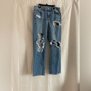 American Eagle Outfitters High Rise Distressed Blue Jeans